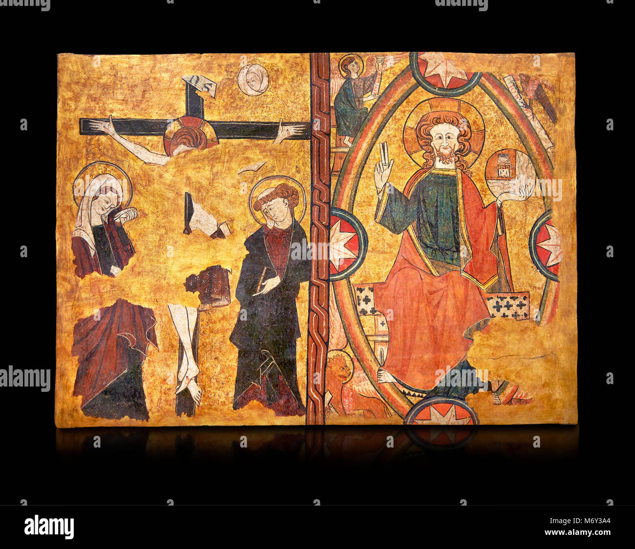 Gotische Panel aus dem Grab des Ritters Sancho Sanchez Carillo. Polychrome und Blattgold auf Holz durch den Kreis der Gil de Siloe um 1500 wahrscheinlich Stockfoto