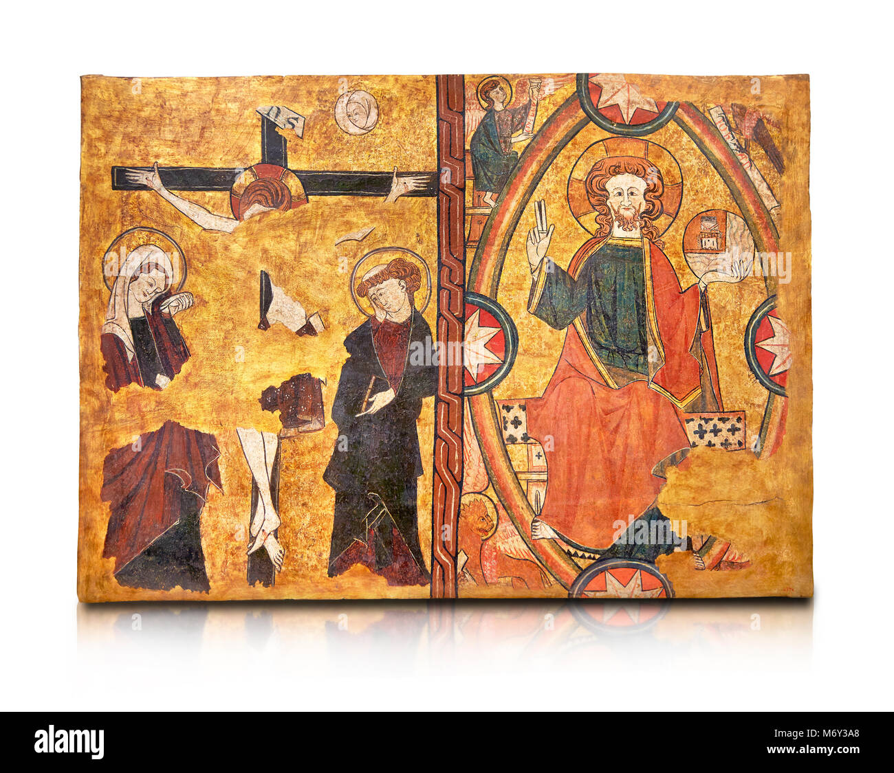 Gotische Panel aus dem Grab des Ritters Sancho Sanchez Carillo. Polychrome und Blattgold auf Holz durch den Kreis der Gil de Siloe um 1500 wahrscheinlich Stockfoto