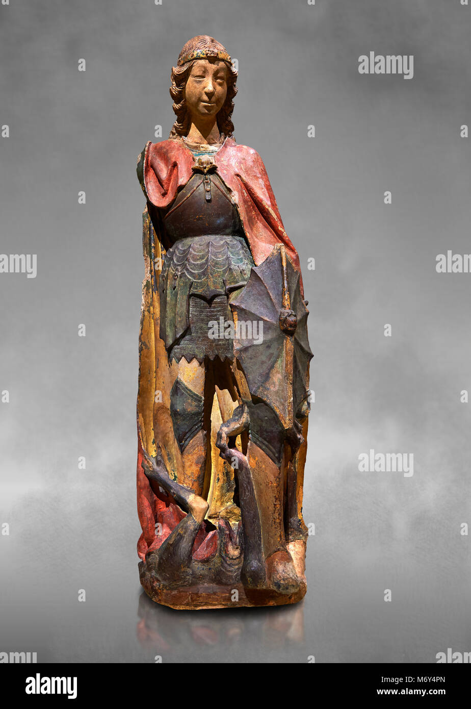 Gotische terrakotta Statue des Erzengels Gabriel zugeschrieben, Lorenzo Mercadante de Bretanya von Sevilla, ca. 1460, aus dem Kloster von Santa Clara Stockfoto
