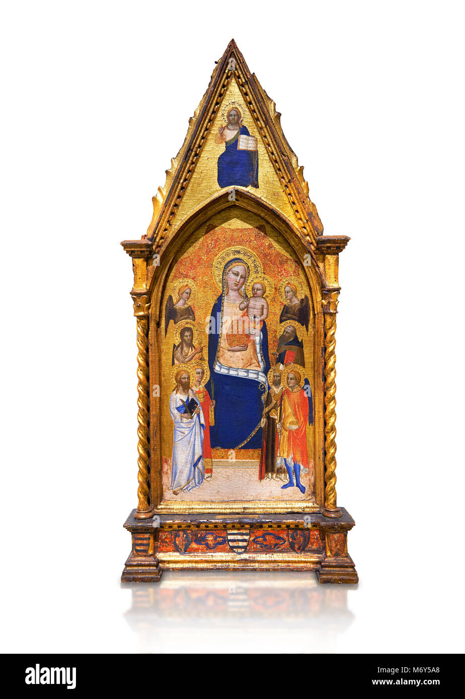 Gotische Altar der Madonna mit Kind von Niccolo di Tommaso, ca. 1362-1367, Tempera und Blattgold auf Holz. Nationalmuseum für katalanische Kunst, Barcelo Stockfoto