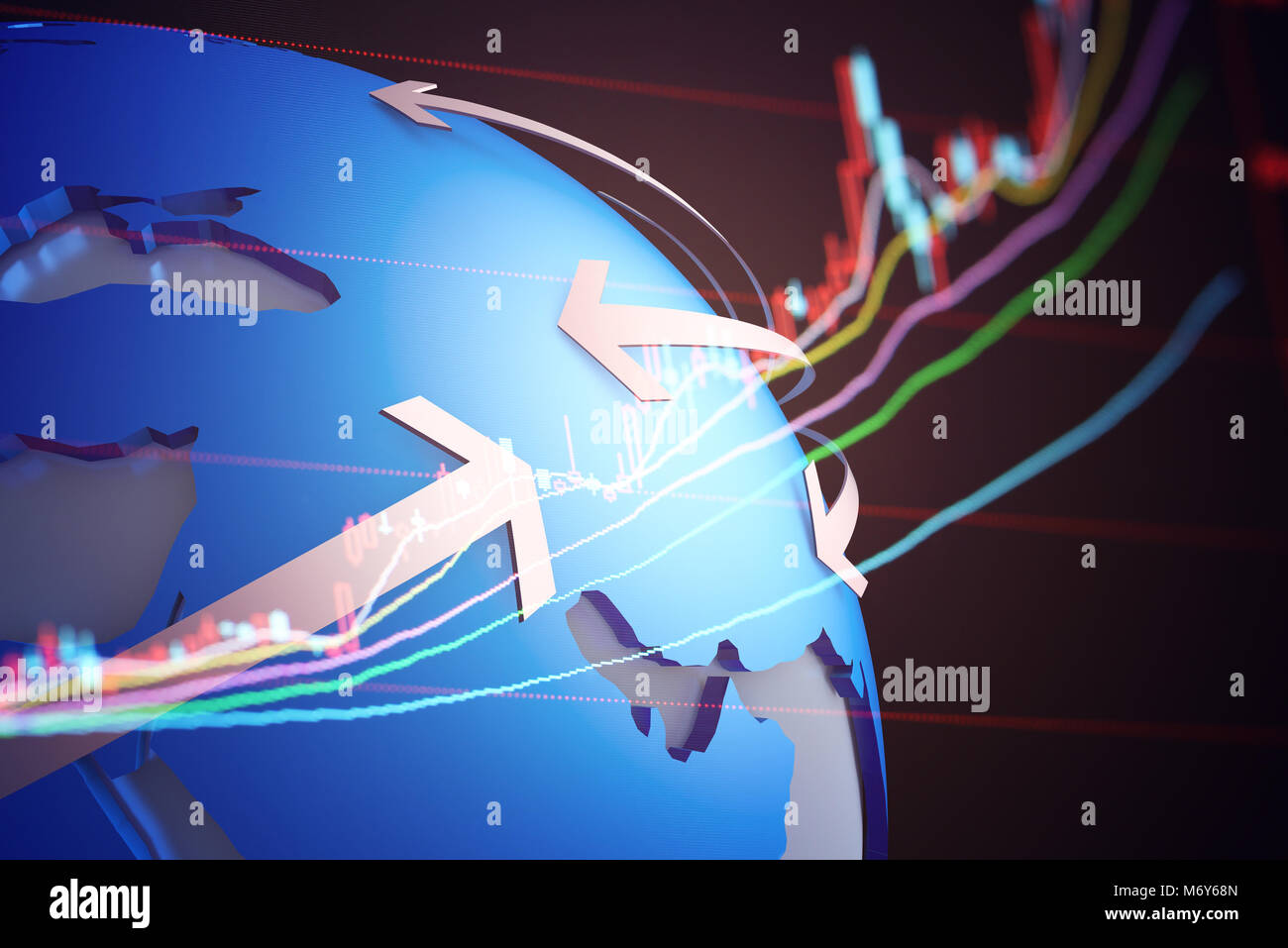 Globale finanzielle Strategie Entwicklung, Erfolg, wirtschaftliche Expansion, globale wirtschaftliche Integration Stockfoto