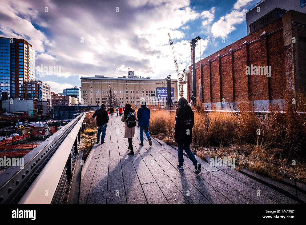 High Line Park in NYC. Die High Line ist ein öffentlicher Park auf einem historischen Freight rail line gebaut erhöht über die Straßen Manhattans West Side Stockfoto