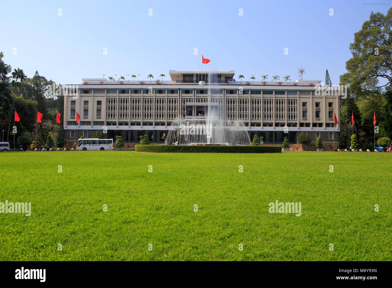 Vor dem Eingang auf die Unabhängigkeit Palace, Saigon, Ho Chi Minh City, Vietnam. Stockfoto