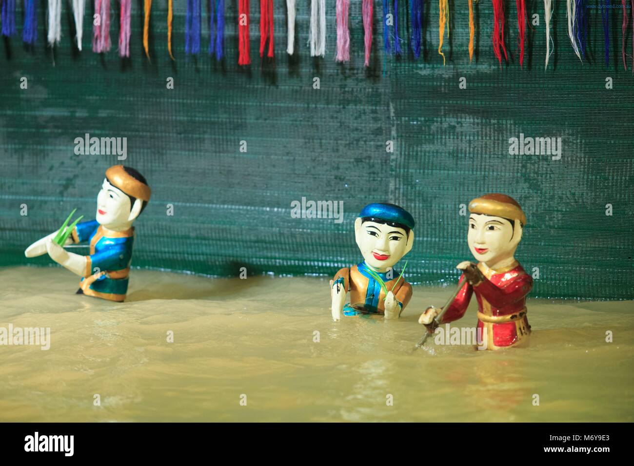 Traditionelle vietnamesische Marionetten im Golden Dragon Water Puppet Theatre in Ho Chi Minh City, Vietnam Stockfoto