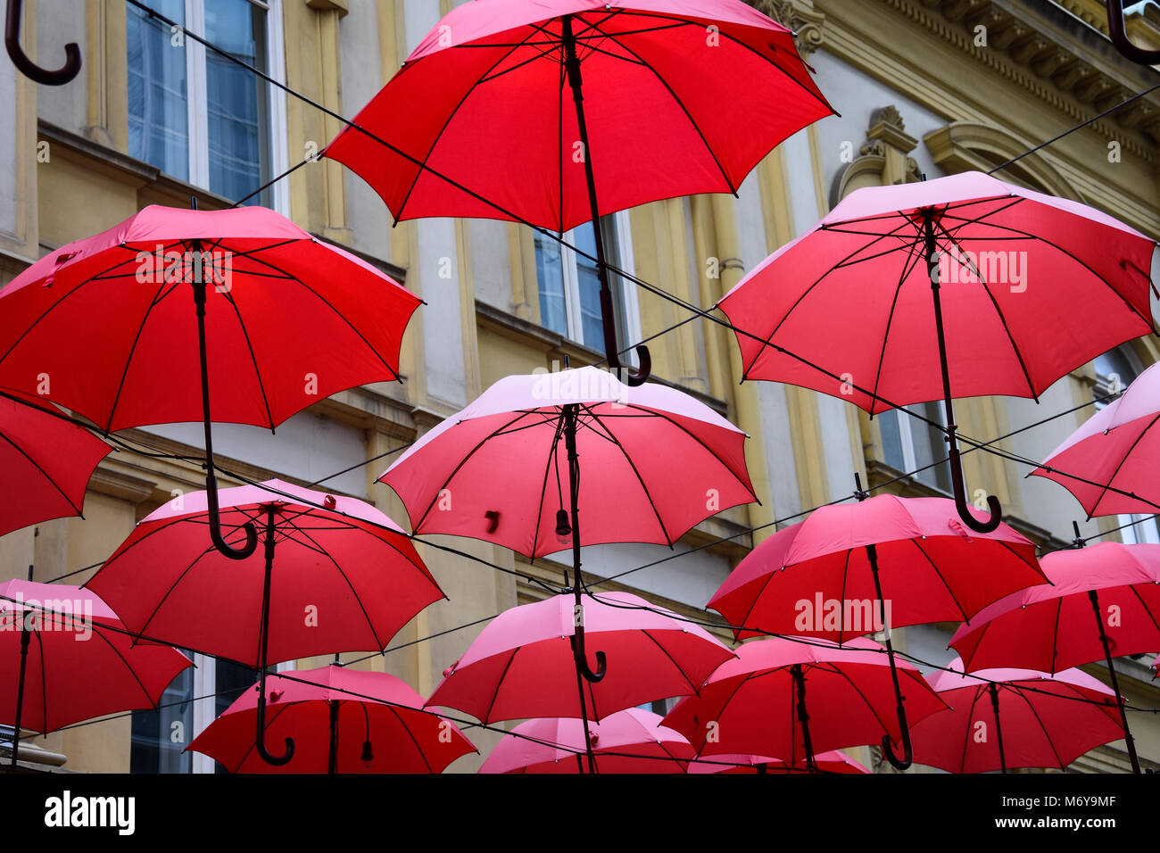 Floating Sonnenschirme in Belgrad, Serbien Stockfoto