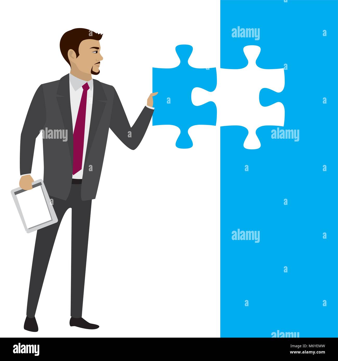 Business Konzept mit Stück des Puzzles. Vektor illustration Stock Vektor