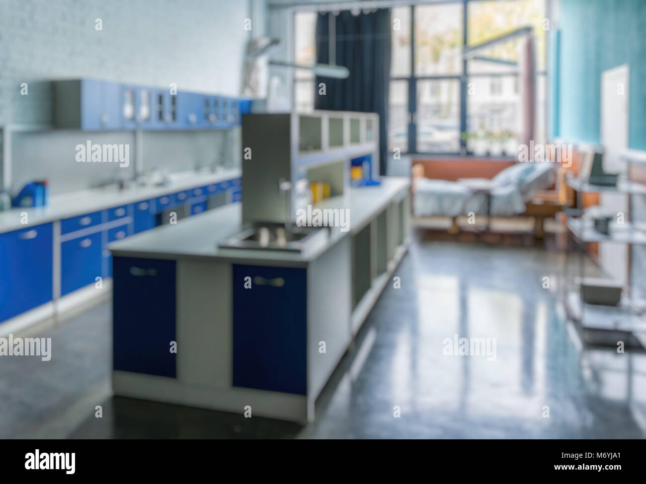 Verschwommen Innenraum Labor Zimmer, Zimmer in Medical Center oder Krankenhaus. Stockfoto