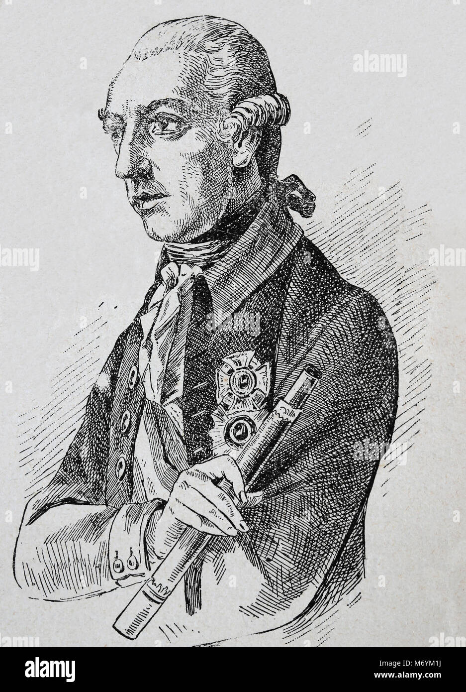 Joseph II. (1741-1790). Kaiser des Heiligen Römischen Reiches von 1764-1790. Porträt. Gravur. Stockfoto