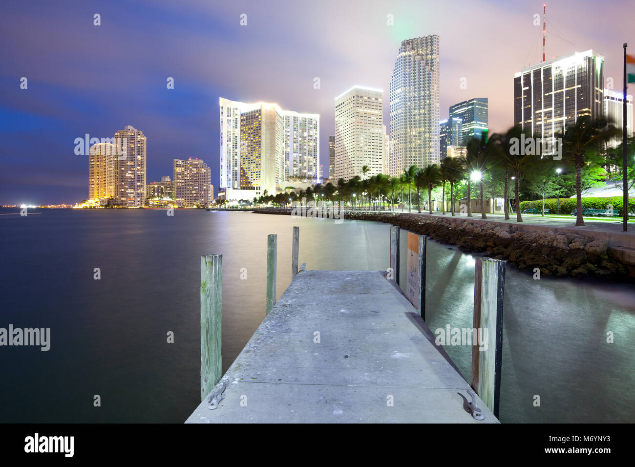 Skyline der Innenstadt und Brickell Key, Miami, Florida, USA Stockfoto