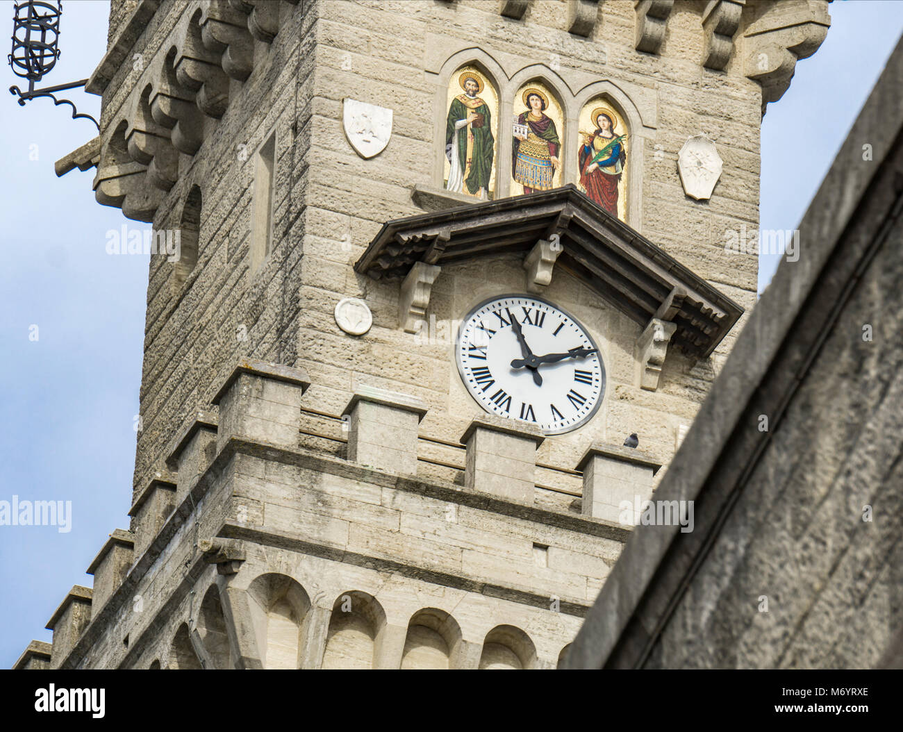 Detail der Rathaus Palazzo Pubblico in San Marino Stockfoto