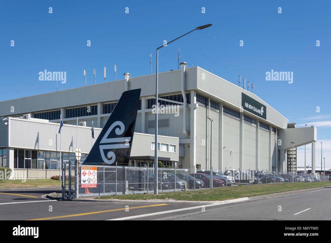 Air New Zealand Engineering- und Wartungshalle, Orchard Road, Christchurch Flughafen, Harewood, Christchurch, Canterbury, Neuseeland Stockfoto