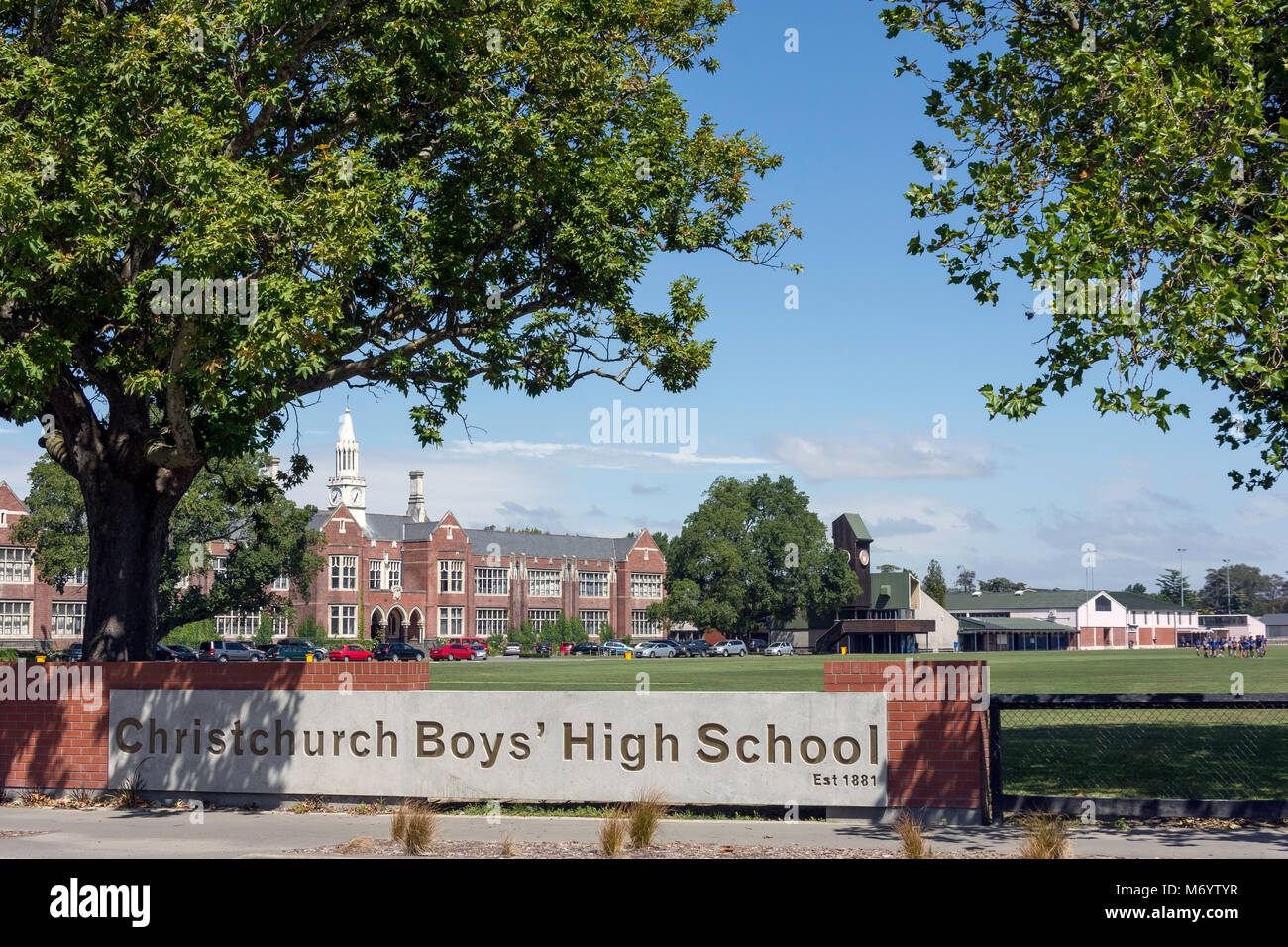 Von Christchurch Jungen High School, Straven Straße, Fendalton, Christchurch, Canterbury, Neuseeland Stockfoto