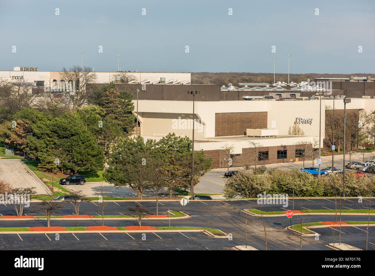 Die Außenseite des Woodfield Mall in Schaumburg Stockfoto
