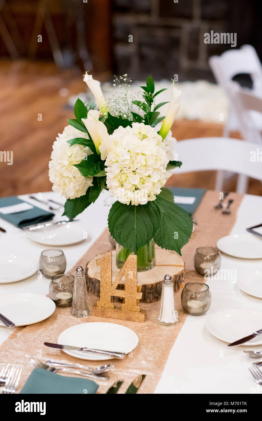 Hochzeit mittelstücke an der Rezeption Stockfoto