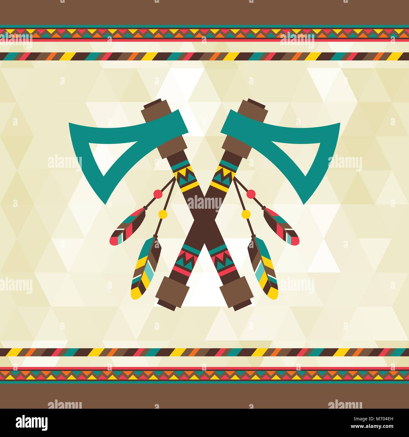 Ethnischer Hintergrund mit Tomahawk in Navajo design Stock Vektor
