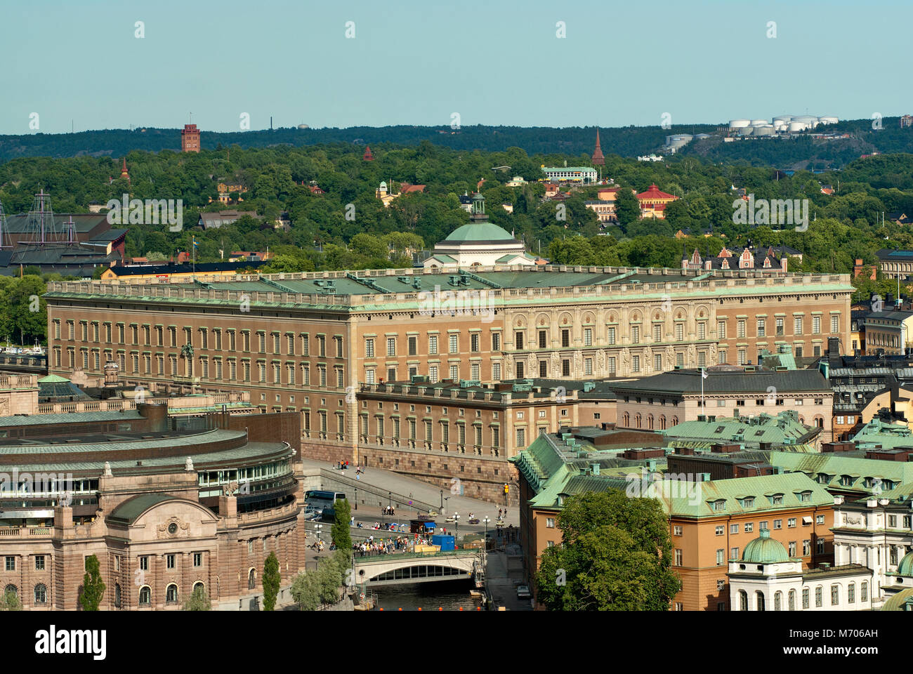 Anzeigen von Gamla Stan mit dem Königlichen Palast (Kungliga Slottet), Stockholm, Schweden Stockfoto