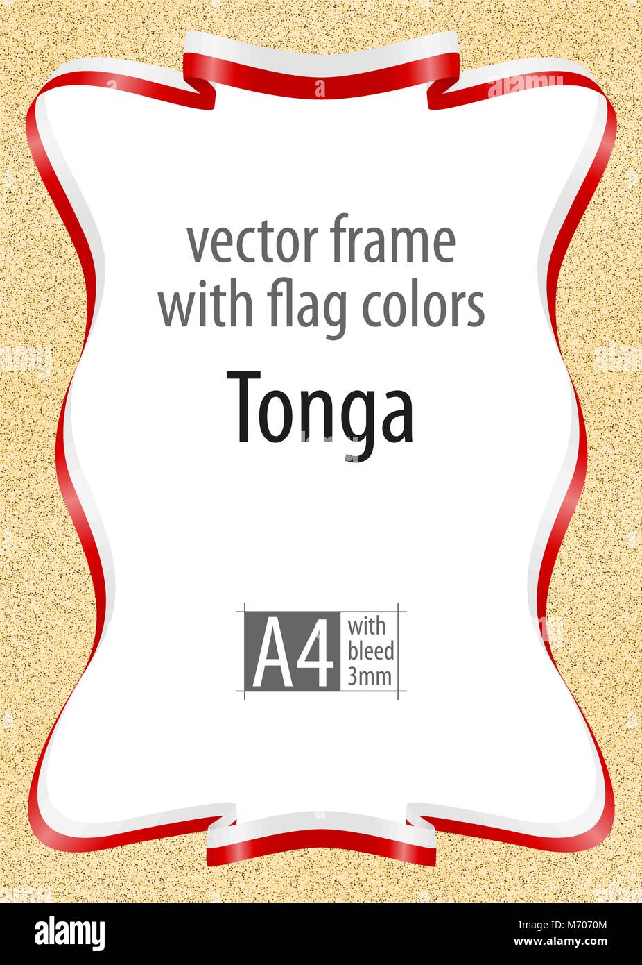 Rahmen und Grenze der Band mit den Farben der Flagge Tonga, Template Elemente für Ihr Zertifikat und Diplom. Vektor, mit drei mm entlüften. Stock Vektor