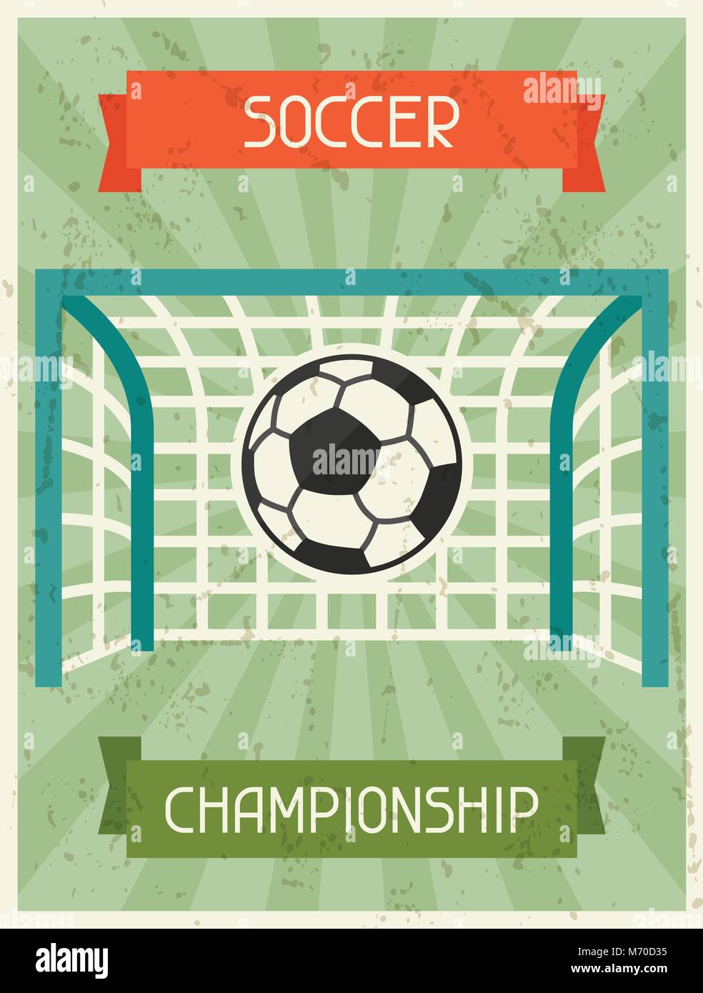 Fußball-Meisterschaft. Retro Poster im flachen Design Stil Stock Vektor