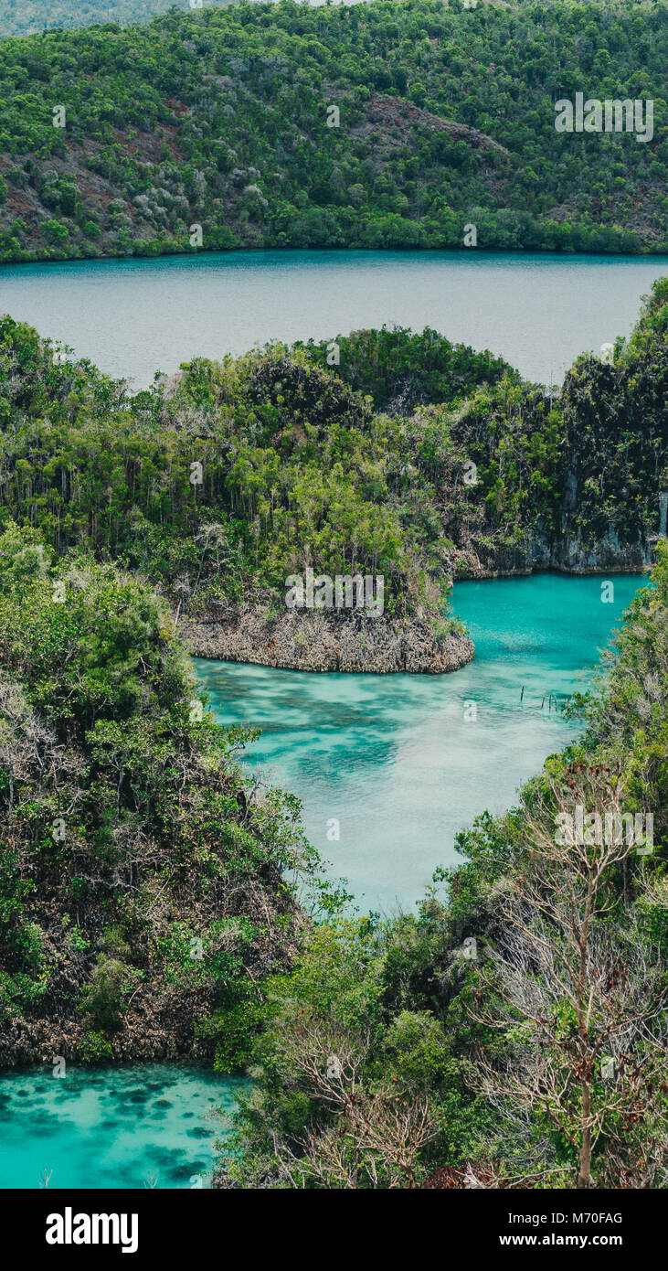 Painemo Insel, blaue Lagune, Raja Ampat, West-Papua, Indonesien Stockfoto