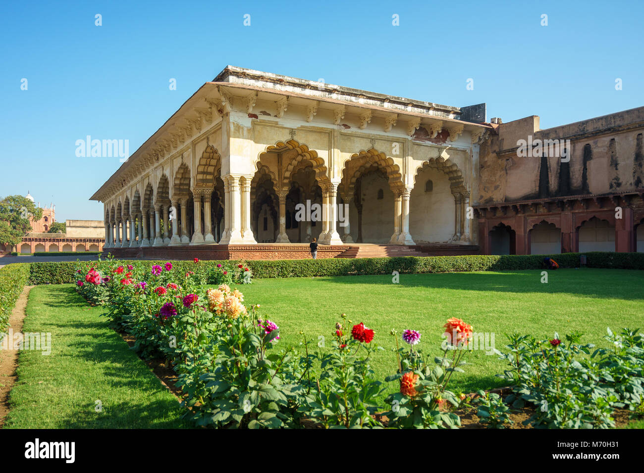 Agra Fort Diwan ICH BIN (Halle der Öffentlichkeit) in Indien Stockfoto
