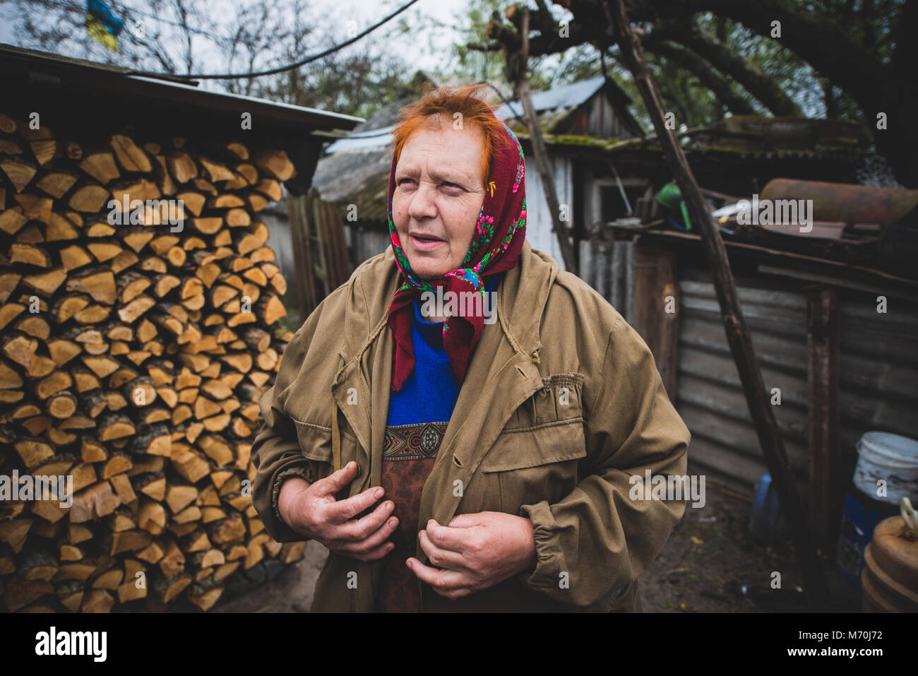 Ukraine, Tschernobyl Sperrzone: Menschen, die wieder in die Sperrzone nach der Reaktorkatastrophe von Tschernobyl Evakuierung kam. Foto: Alessandro Bosio Stockfoto