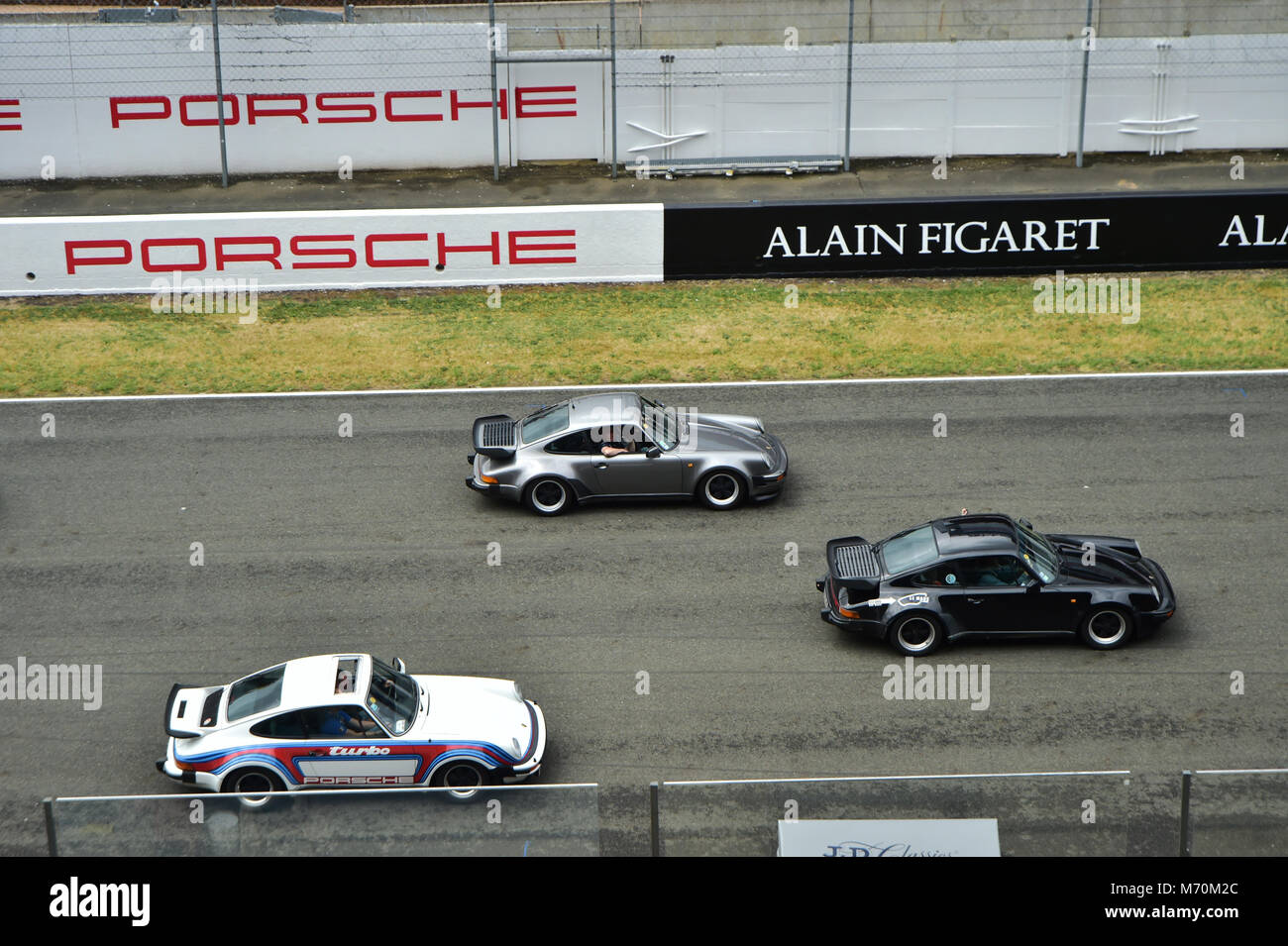 Pascal Laplaud, Porsche 930 Turbo, ein Trio von Porsche, 2014, Rundstrecke, Classic, Classic Racing Cars, Frankreich, historischer Motorsport, scharf spectato Stockfoto