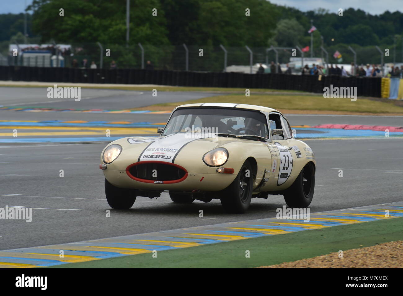 Jean-Pierre Lajournade, Vincent Aubry, Jaguar E-Type, CK 813 EF, Le Mans Classic 2014, 2014, Rundstrecke, Classic, Oldtimer, klassische Rennwagen Stockfoto