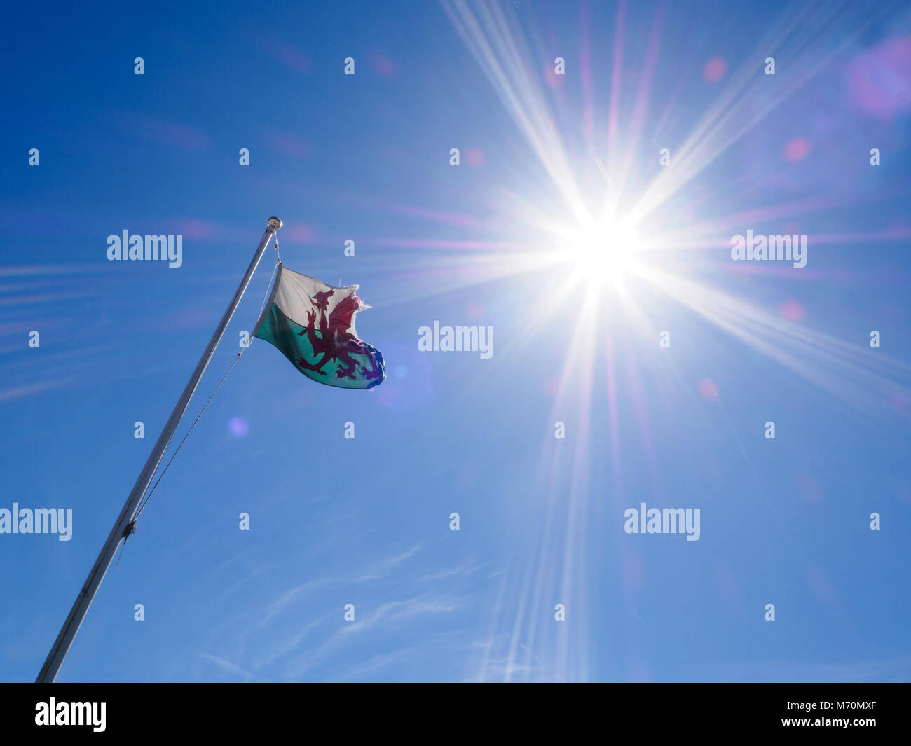 Flagge von Wales in den Wind Stockfoto