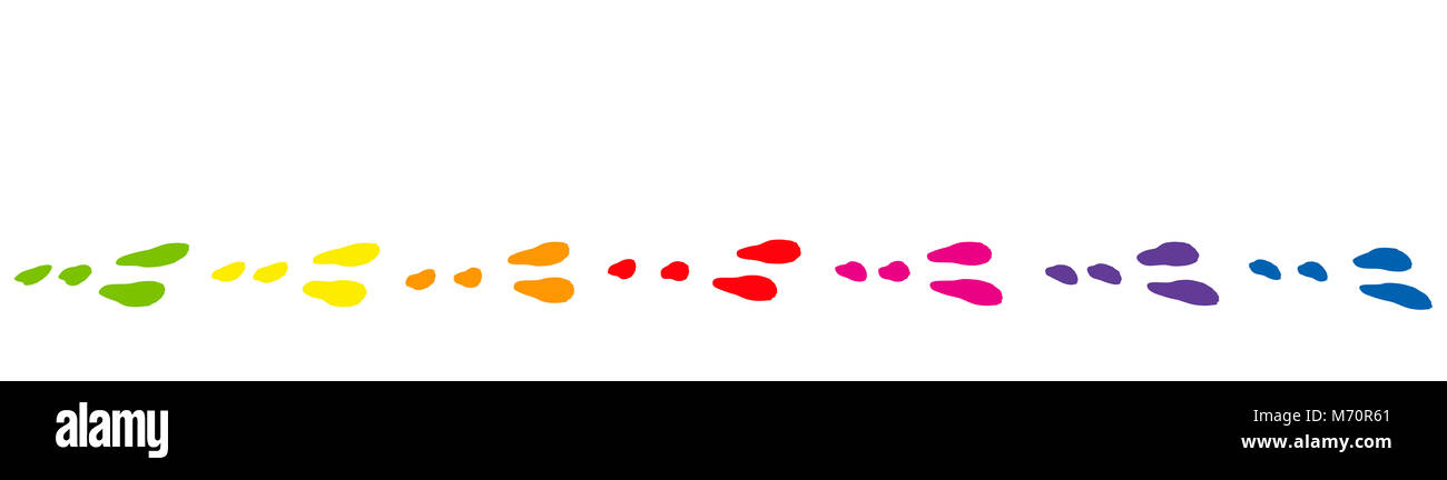 Osterhase Footprints. Farbige Pfoten und Titel wahrscheinlich vom Ei färben. Stockfoto