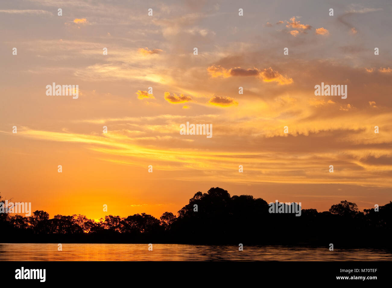 Sonne über den Murray River, Wentworth, Australien. Stockfoto