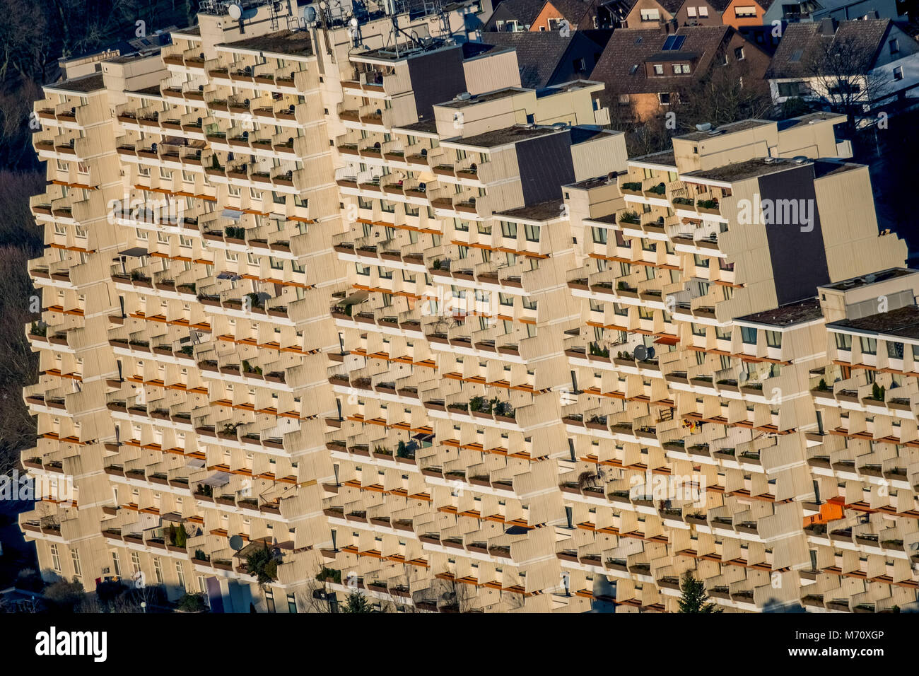 Wohn- hochhaus Hannibal, in Dorstfeld ist aufgrund von Feuer Engpässe leer und sollte in Dortmund in Nordrhein-Westfalen rehabilitiert werden. Dortmun Stockfoto