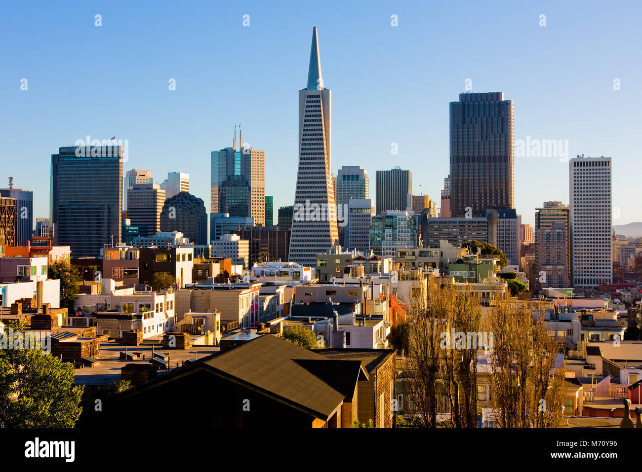 San Francisco Downtown bei Sonnenuntergang Stockfoto