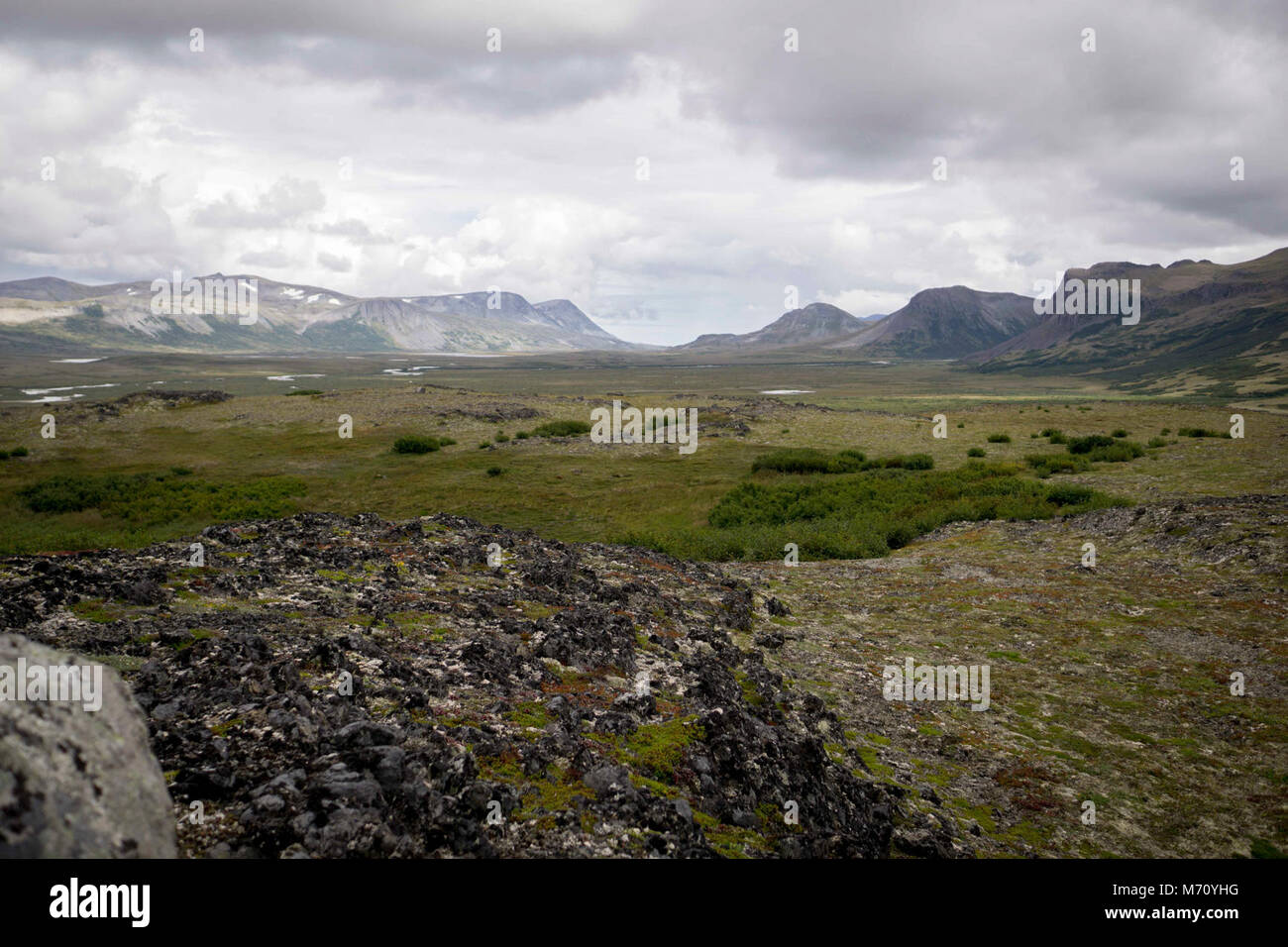 Seitenwind berge Amr. Nach unten das Tal von oben Seitenwind See. Stockfoto