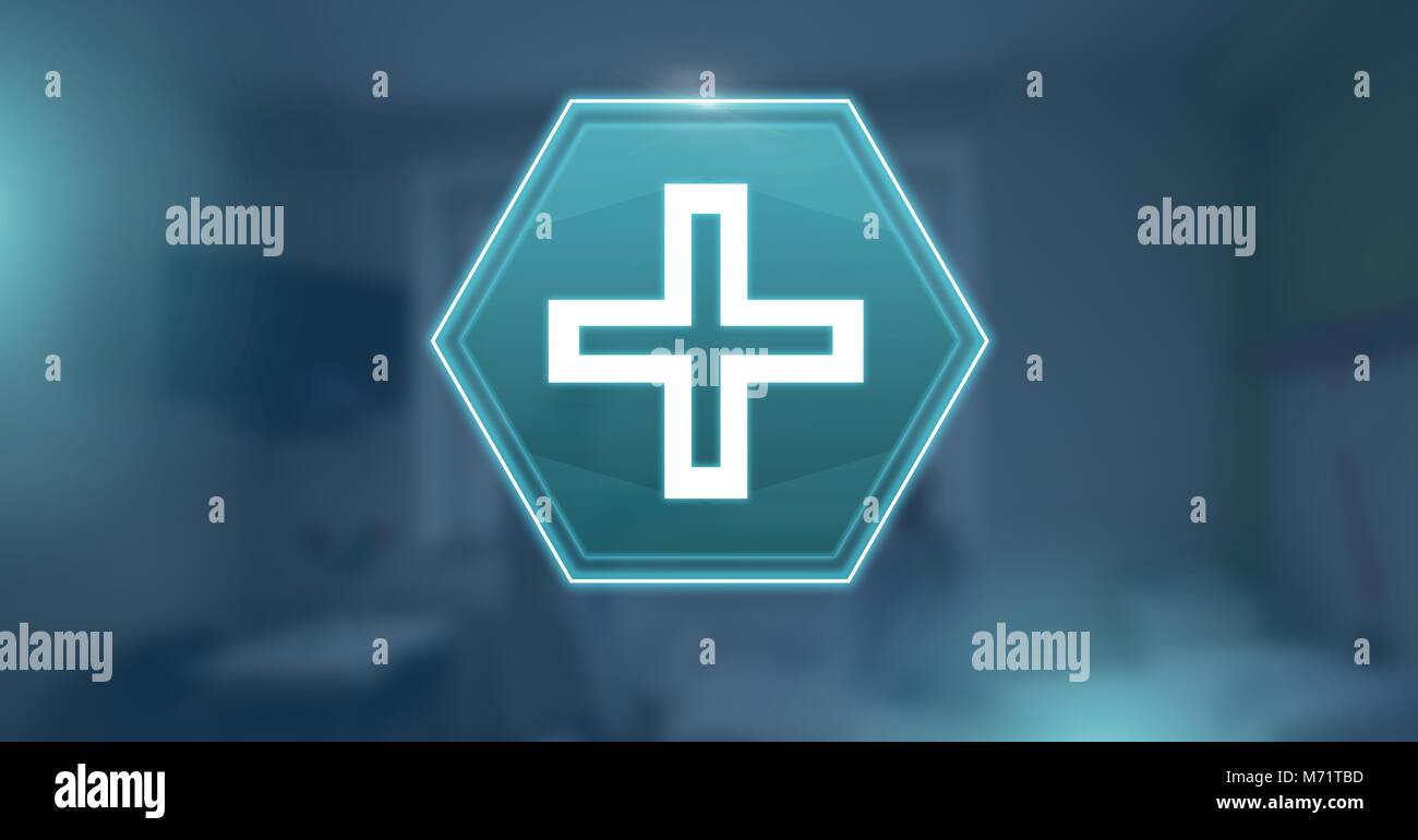 Medizinische Kreuz hexagon Schnittstelle Stockfoto