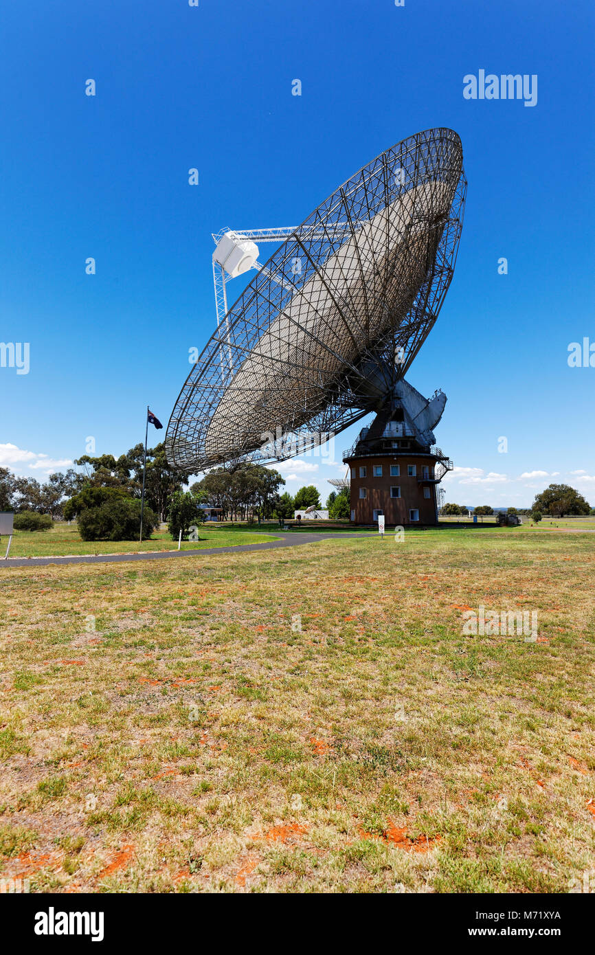 Parkes Radioteleskop brachte live Bilder zum Fernsehen, wenn man 1 auf dem Mond in Apollo 11 am 21. Juli 1969, Parkes landete, New South Wales, Australien Stockfoto