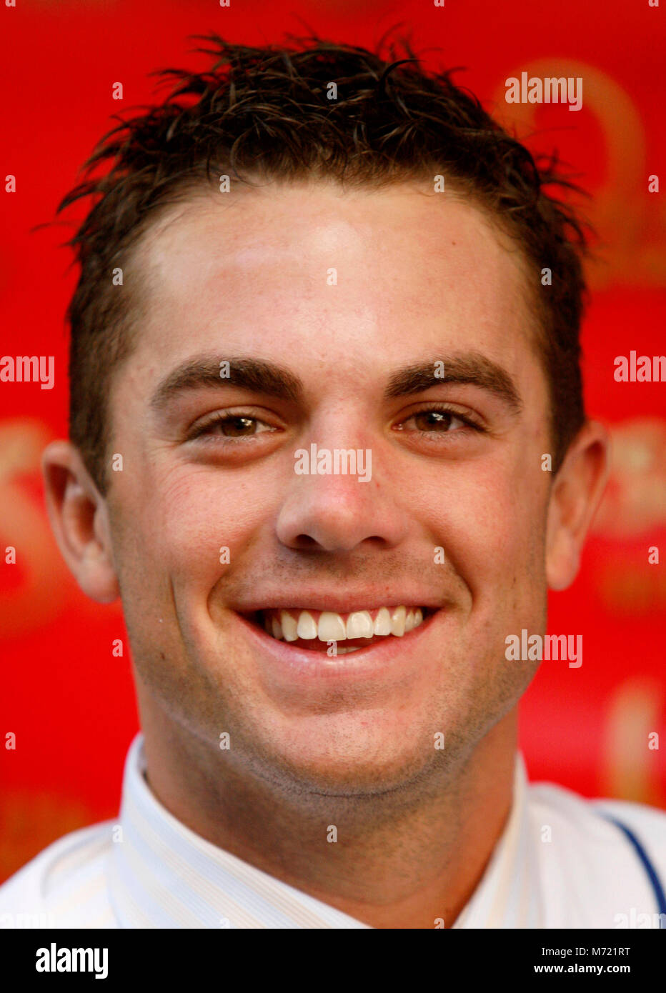 All-Star dritter Basisspieler David Wright - Der erste Met Spieler in Wachs verewigt - wird der glückliche Gewinner der letzten Woche Mets" Wettbewerb "Fandemonium bei Madame Tussauds an der 42nd Street am Times Square, New York City. April 10, 2007 © Walter McBride/MediaPunch Stockfoto