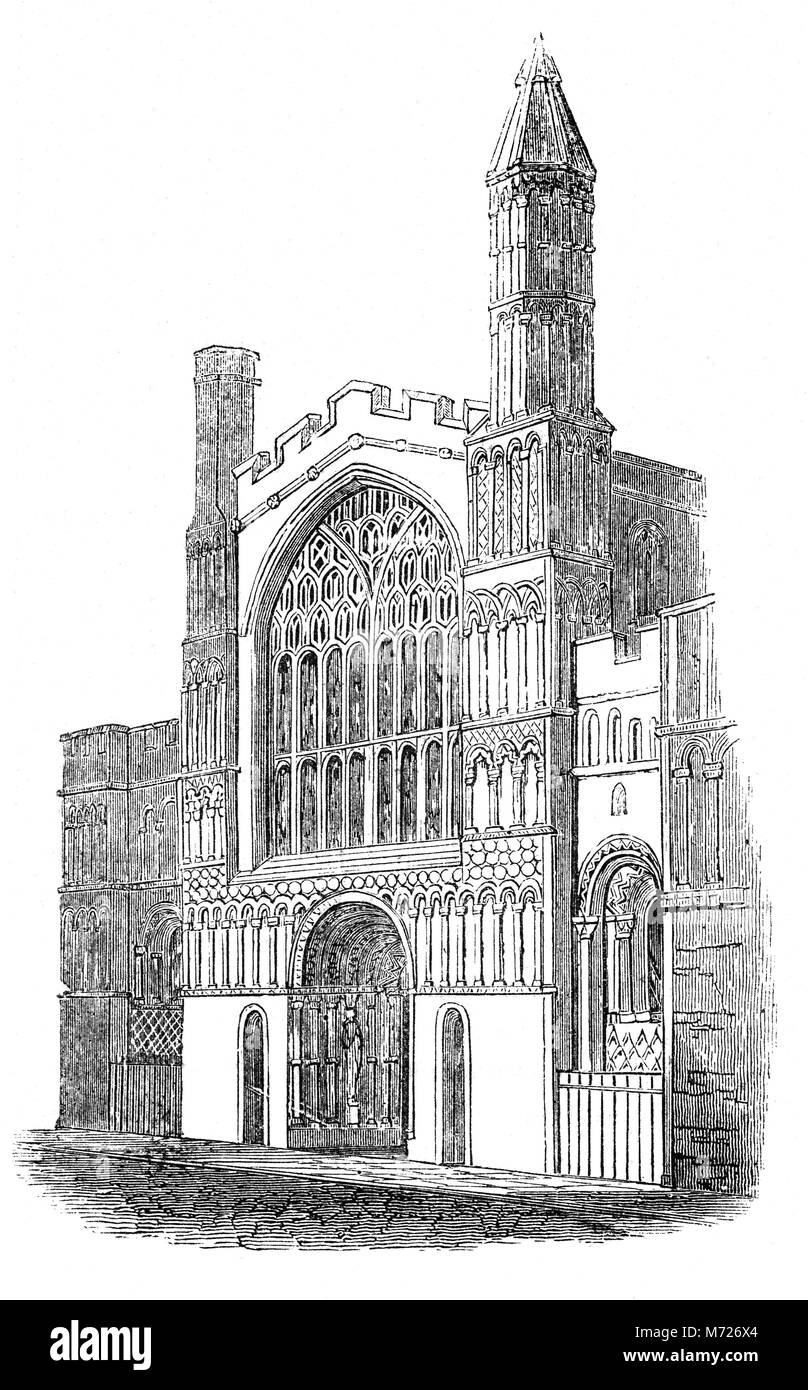 Rochester Kathedrale in Kent England's Zweitälteste, nach Canterbury, in AD 604 von Bischof Justus gegründet. Das heutige Gebäude stammt aus der Arbeit der französischen Mönch, Gundulf, in 1080. Die glorreiche normannische Architektur verfügt über eines der schönsten romanischen Fassaden in England. Stockfoto