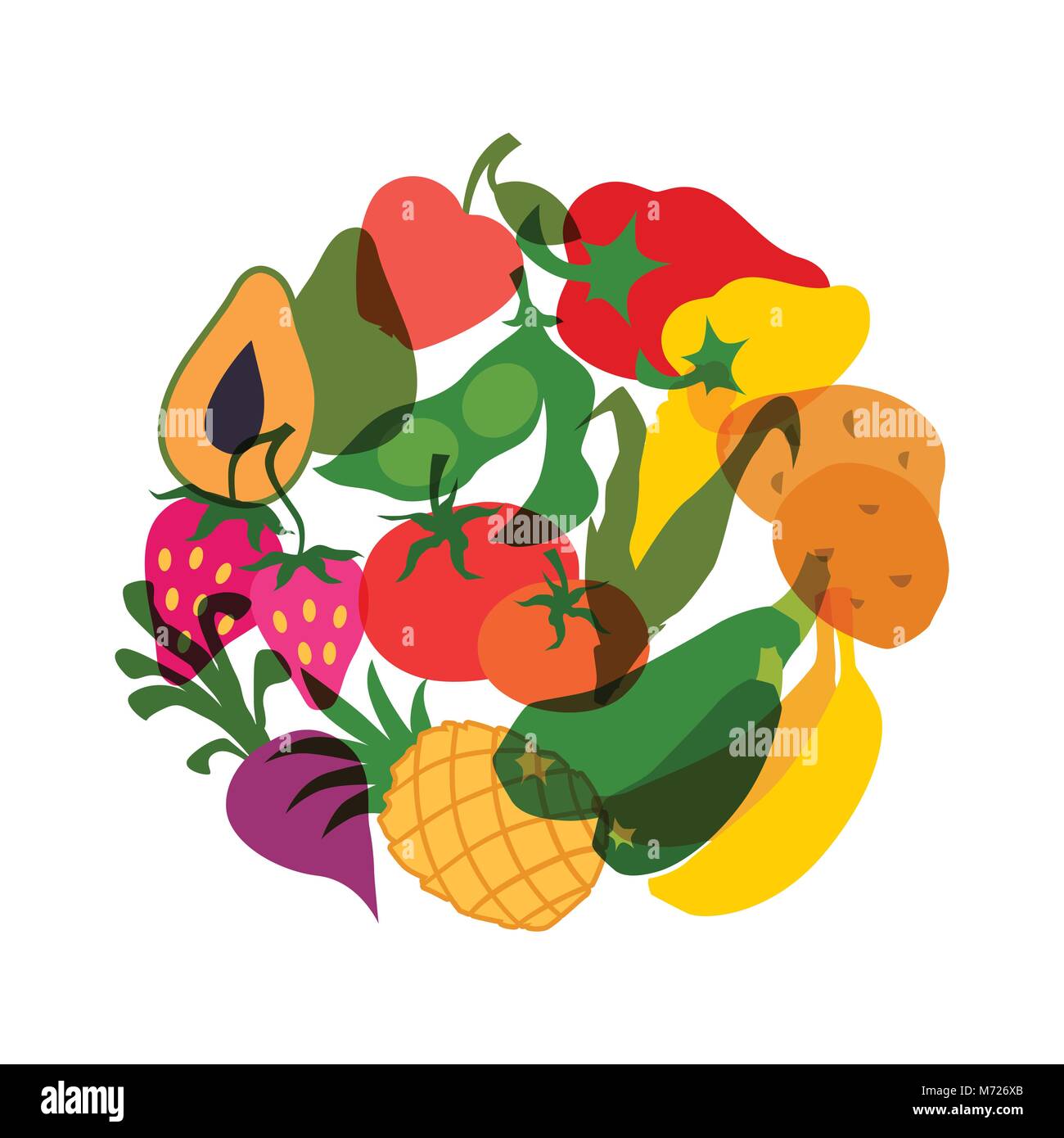 Vegetarisches Essen. Hintergrund Design mit stilisierten Gemüse Stock Vektor