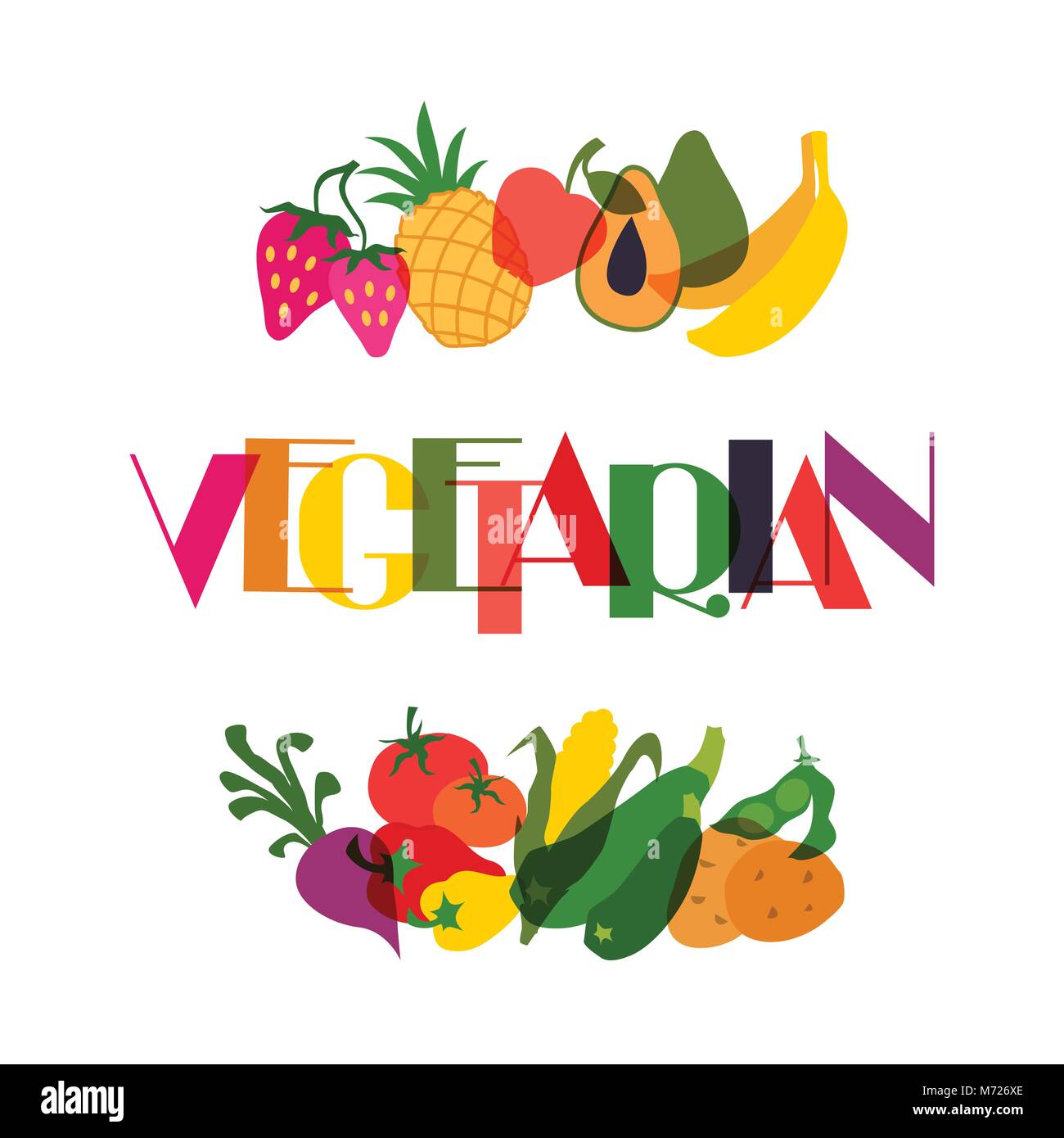 Vegetarisches Essen. Hintergrund Design mit stilisierten Gemüse Stock Vektor