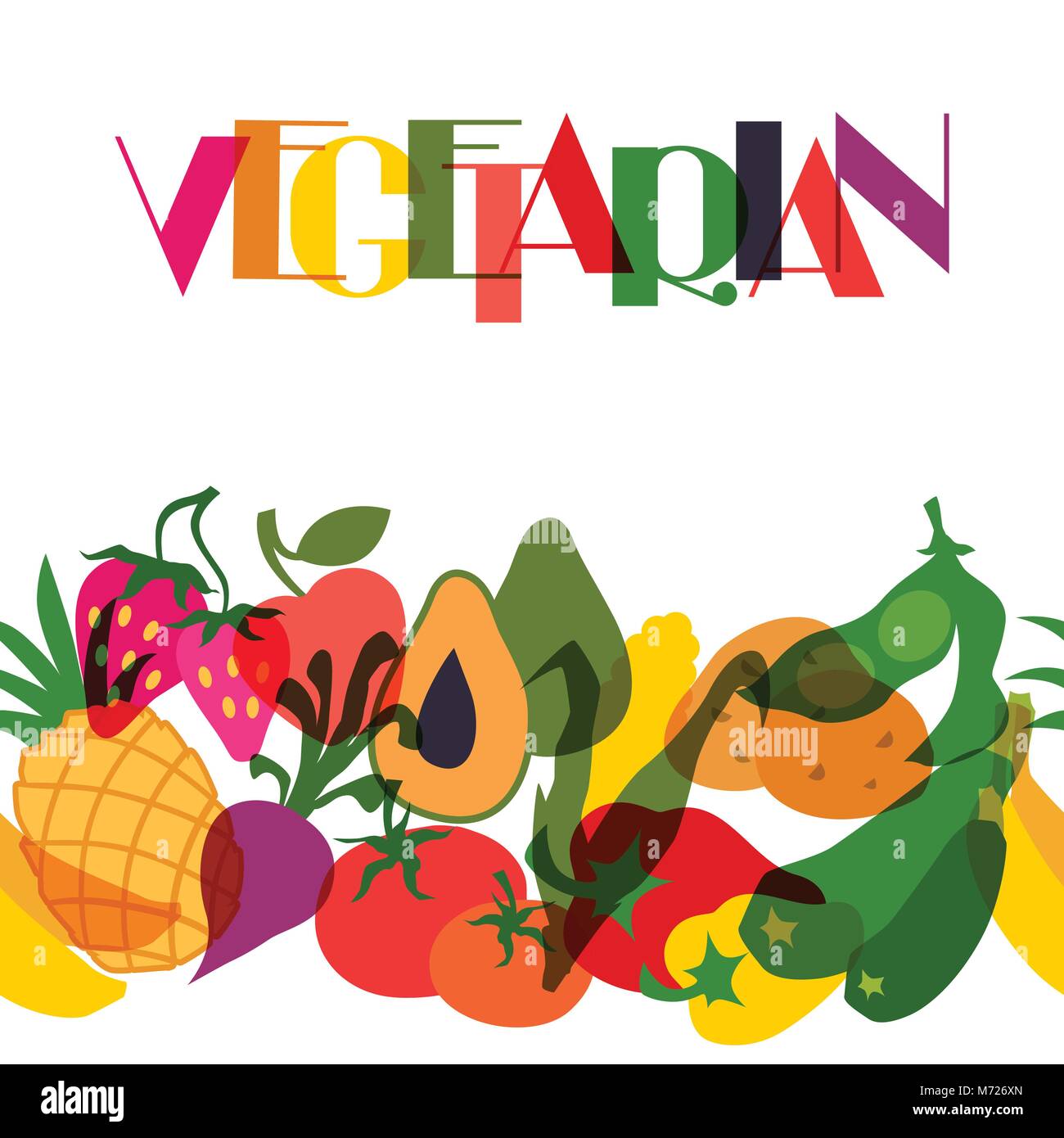 Vegetarisches Essen. Hintergrund Design mit stilisierten Gemüse Stock Vektor