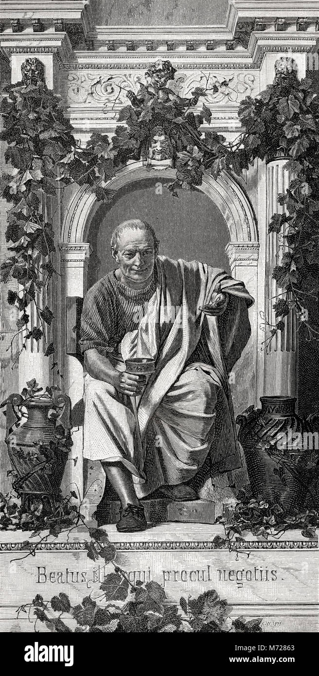 Quintus Steffen Flaccus oder Horace, 65 v. Chr. - 8 v. Chr., römische Lyriker Stockfoto