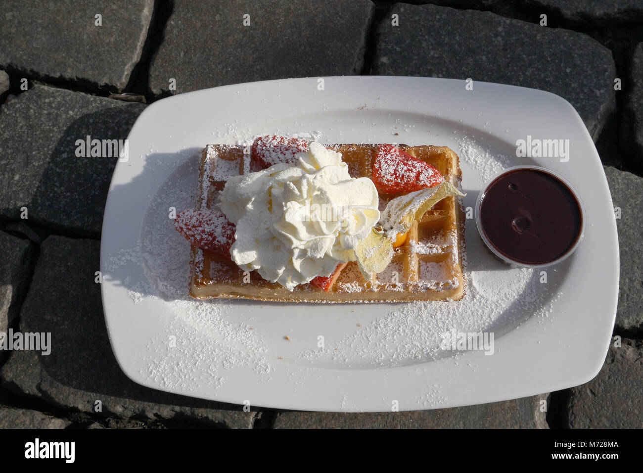 Belgische Waffel in Brüssel, Belgien. Stockfoto