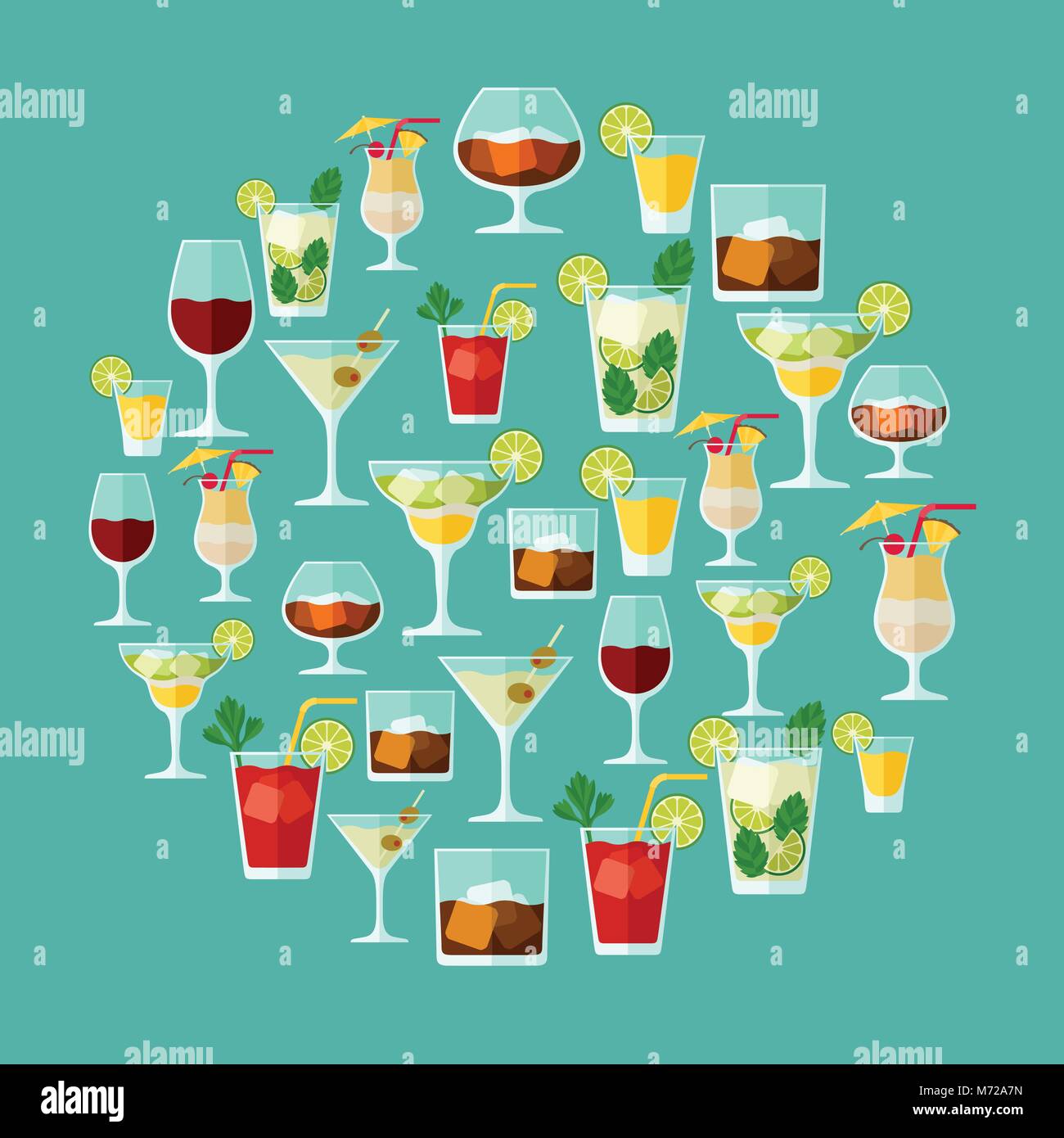 Alkohol Getränke und Cocktails für Menü oder Wein Liste Stock-Vektorgrafik  - Alamy