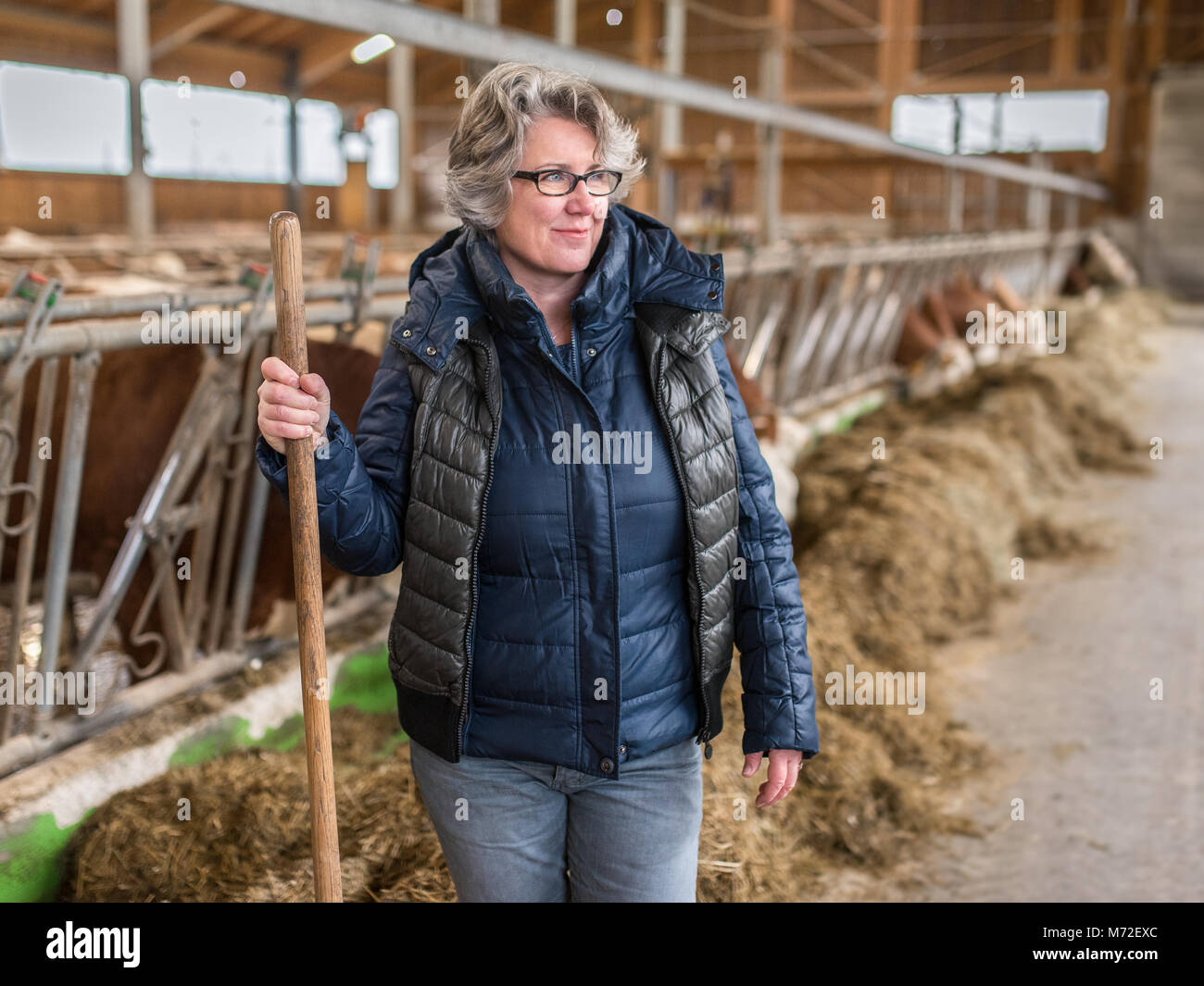 Die Landwirte Frau stabile Arbeit 7. Stockfoto