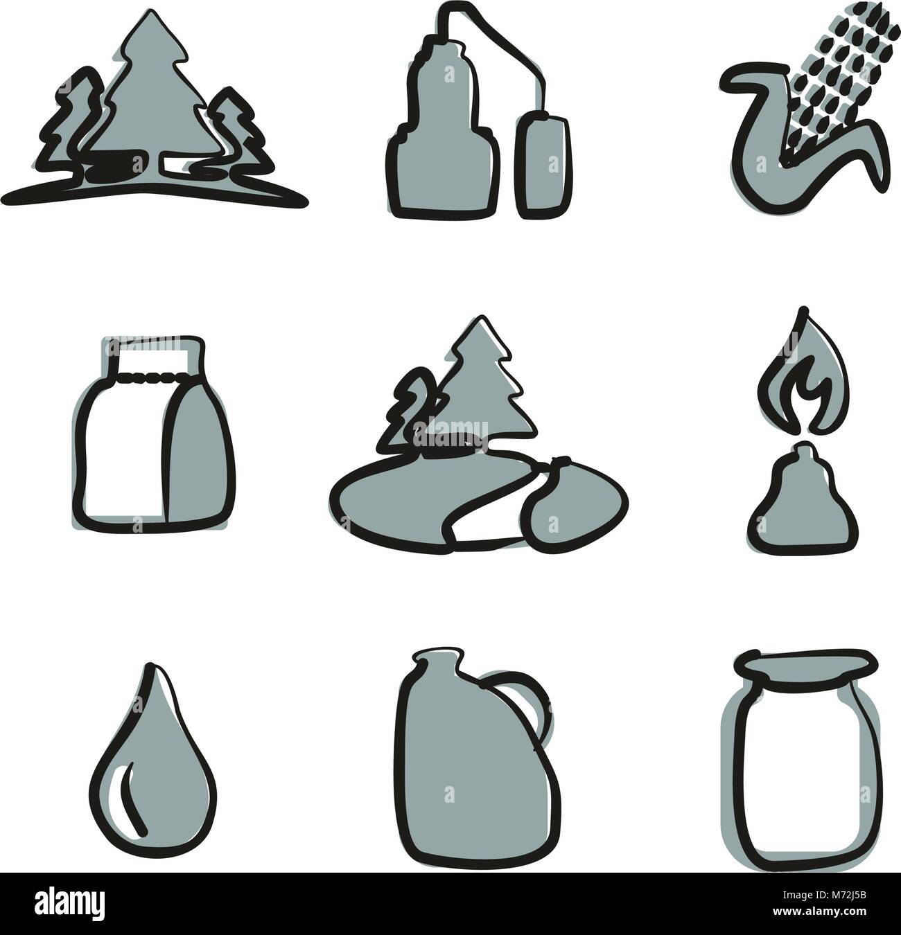 Moonshine Symbole Freehand 2 Farbe Stock Vektor