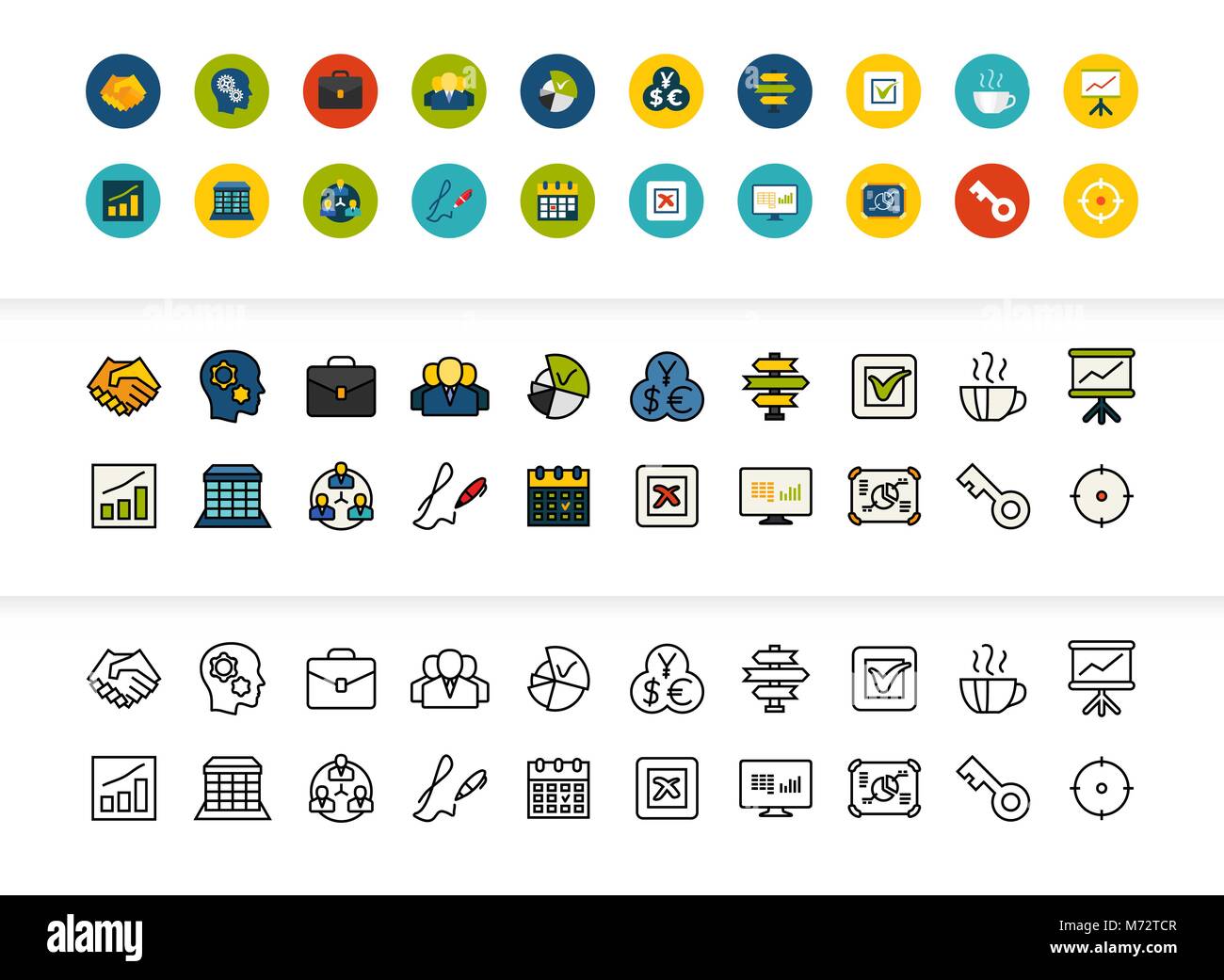 Schwarz und Farbe Gliederung Symbole, dünnen Strich-Linie-Style-design Stock Vektor