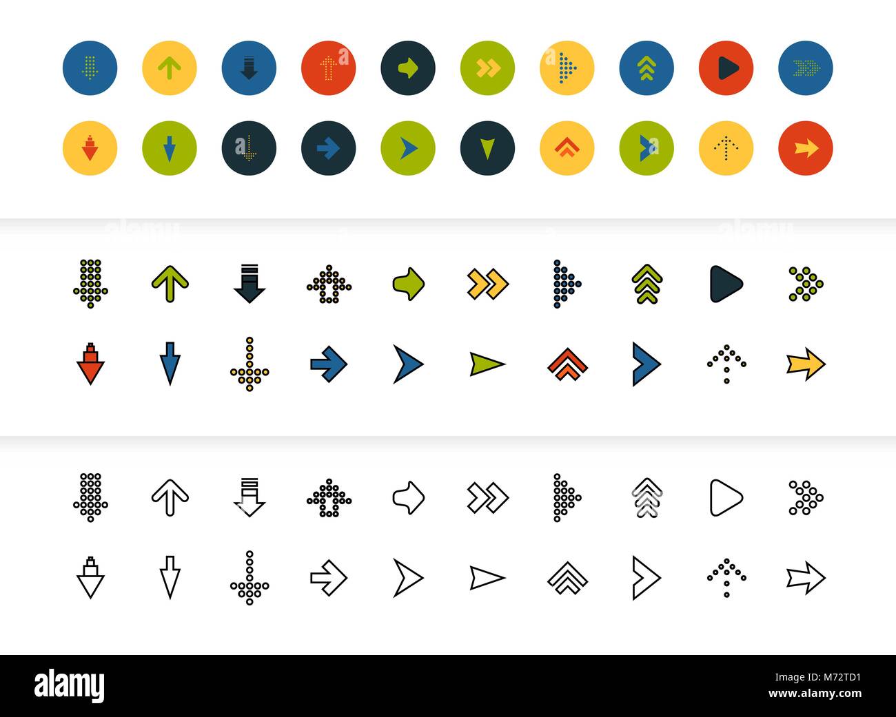 Schwarz und Farbe Gliederung Symbole, dünnen Strich-Linie-Style-design Stock Vektor