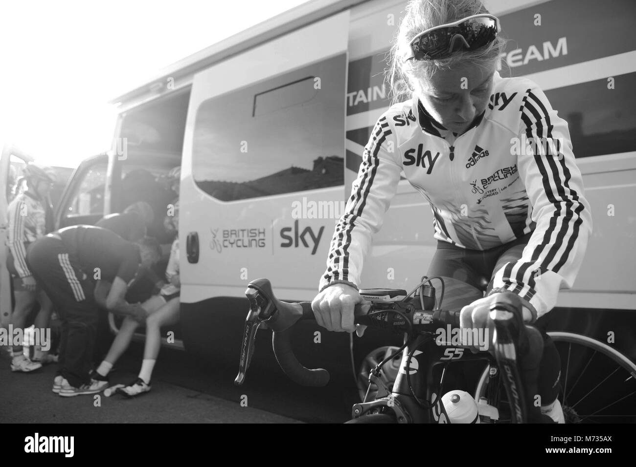 Tour de Yorkshire 2016 Vorbereitung für die Frauen, die Etappe der Tour de Yorkshire Emma Pooley Stockfoto