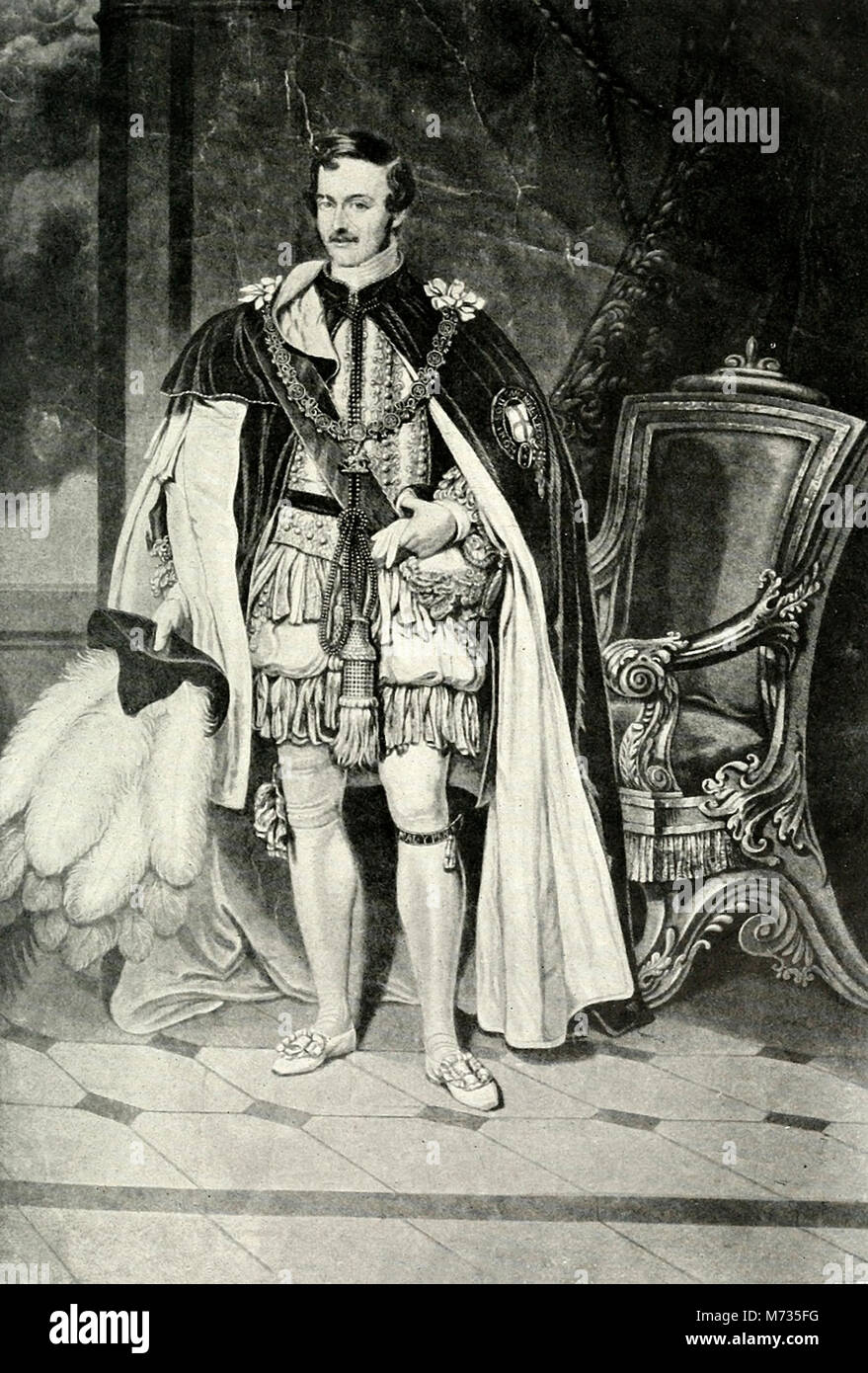 Seine königliche Hoheit Prinz Albert in die Insignien des Ordens der Strumpfband Stockfoto