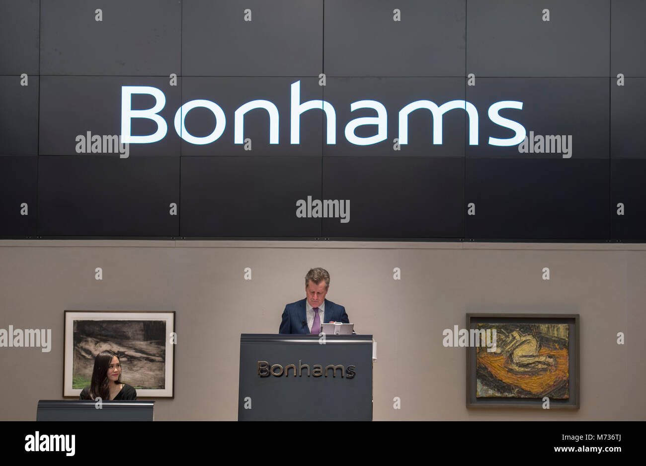 Vom 7. März 2018. New Bond Street, London, UK. Bonhams der Nachkriegszeit und Zeitgenössische Kunst Verkauf beginnt. Stockfoto